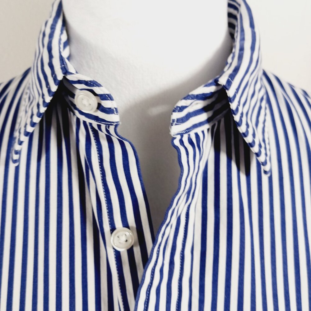 Ralph Lauren Slim Fit Navy & White Pin Stripe Shirt, Cotton , Size 10, Preppy - Picture 9 of 16